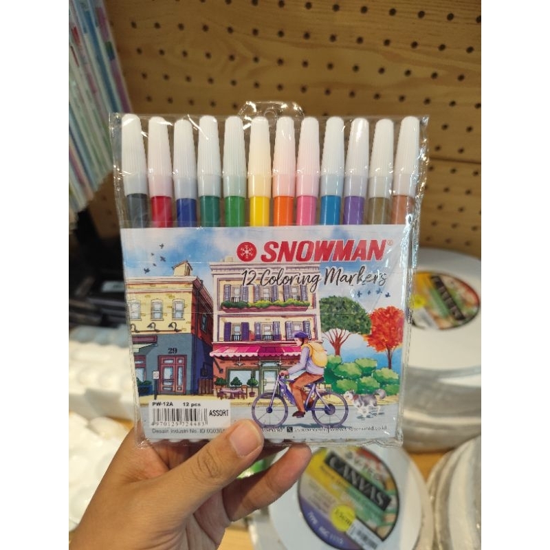 SNOWMAN SPIDOL WARNA ISI 12 & ISI 24 WARNA | SPIDOL WARNA ANAK