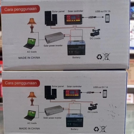 Solar panel charge controller kontrol cas tenaga surya 20A amper ampre usb dc aki batre rambo