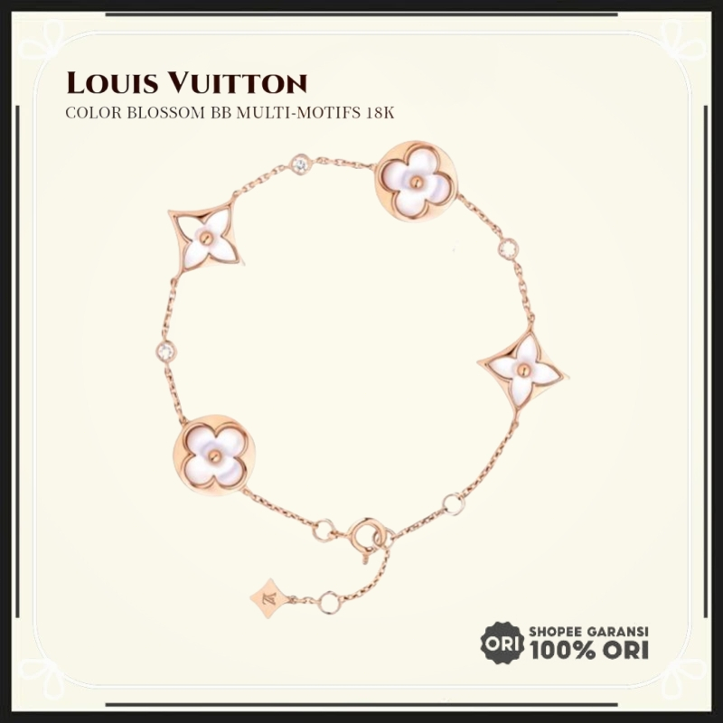 【100% asli】Louis Vuitton/gelang louis vuitton original/Emas mawar 18K/berlian/mutiara putih/gelang w