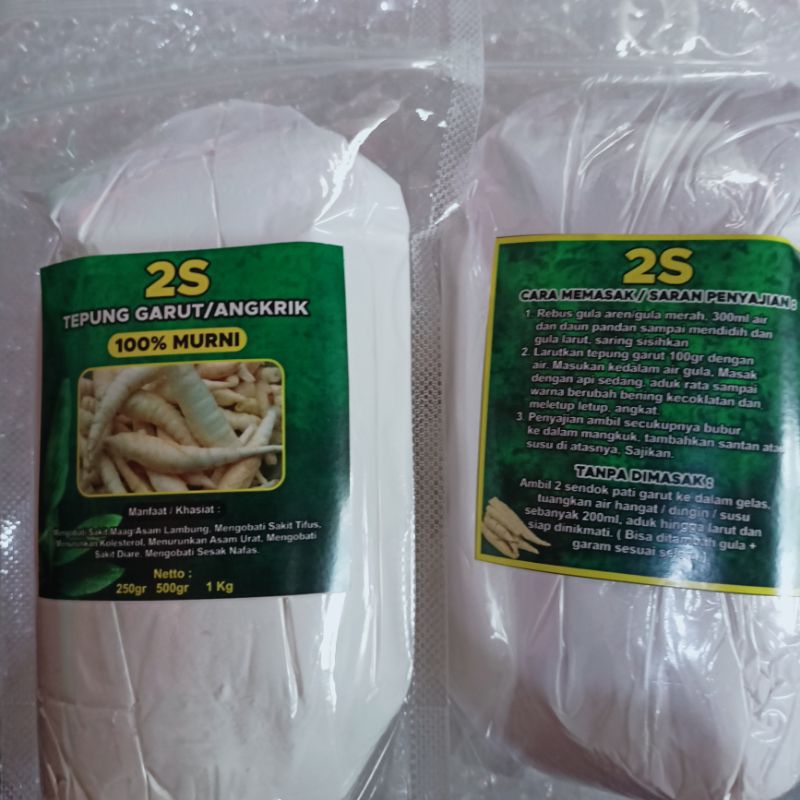 

Tepung irut / Garut /angkrik kemasan 500 gram 100 % murni untuk maagh asam lambung