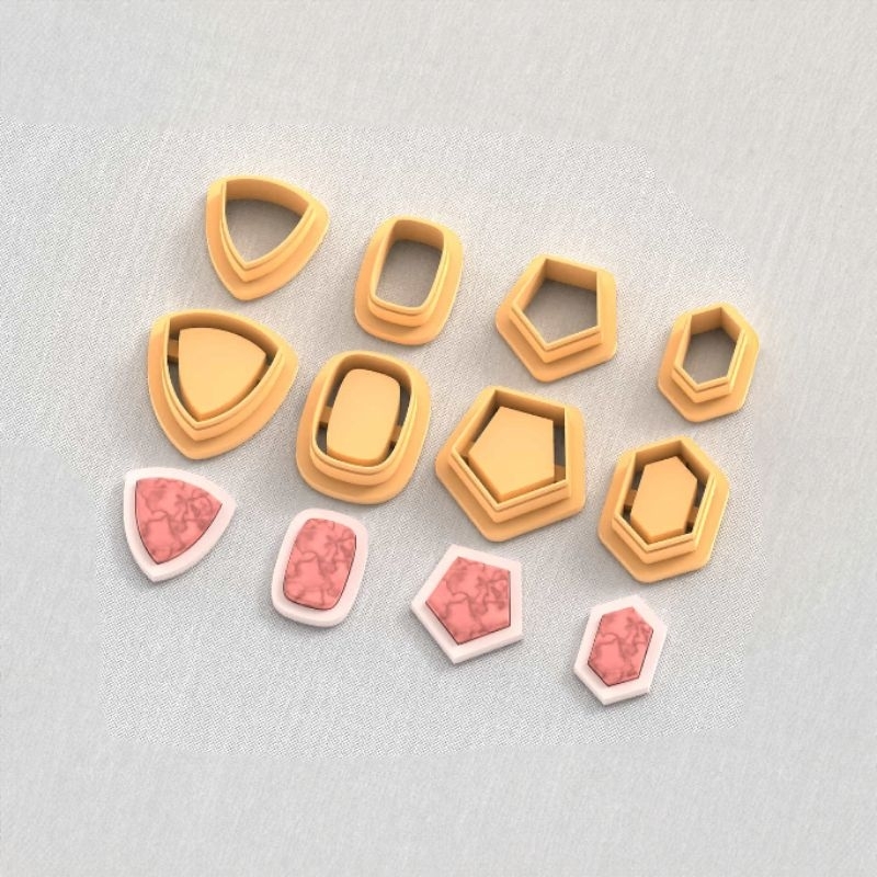 

Art Deco Gem Stone Framed - Stud 3 | Polymer Clay Cutter | Cetakan Anting | Alat Clay | Parira Cutters