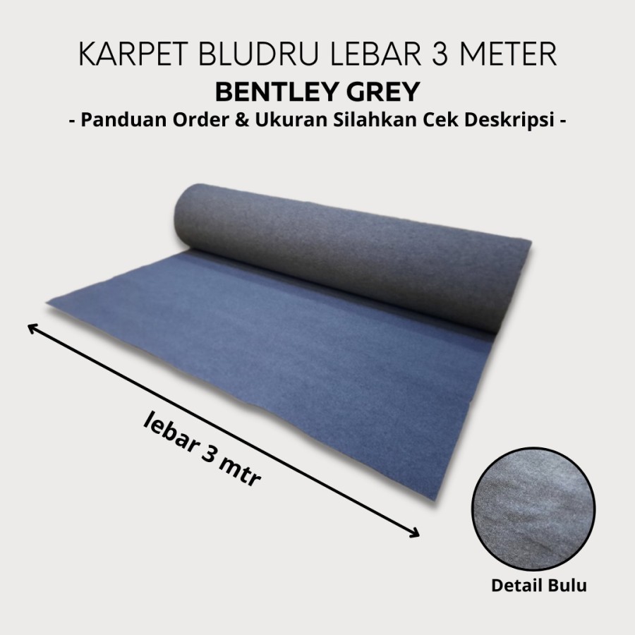 BENTLEY Karpet Non Woven Tebal [METERAN] 1x3 meter GREY Lebar 3 Meter