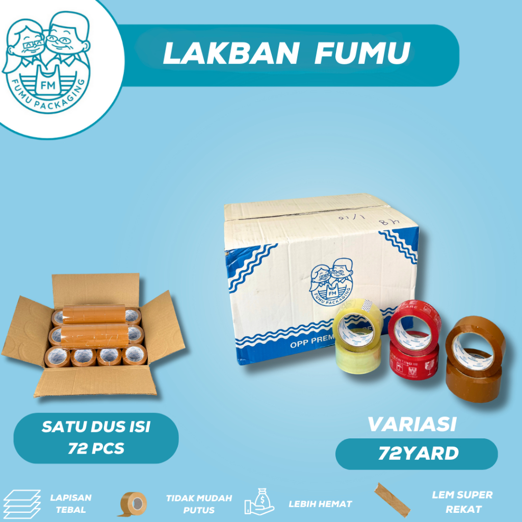 

Lakban OPP 72yard X 45mm Tape Isolasi Premium 45micron Lem Kuat Termurah//Lakban Bening/lakban Fragile/lakban coklat/Lakban Tebal