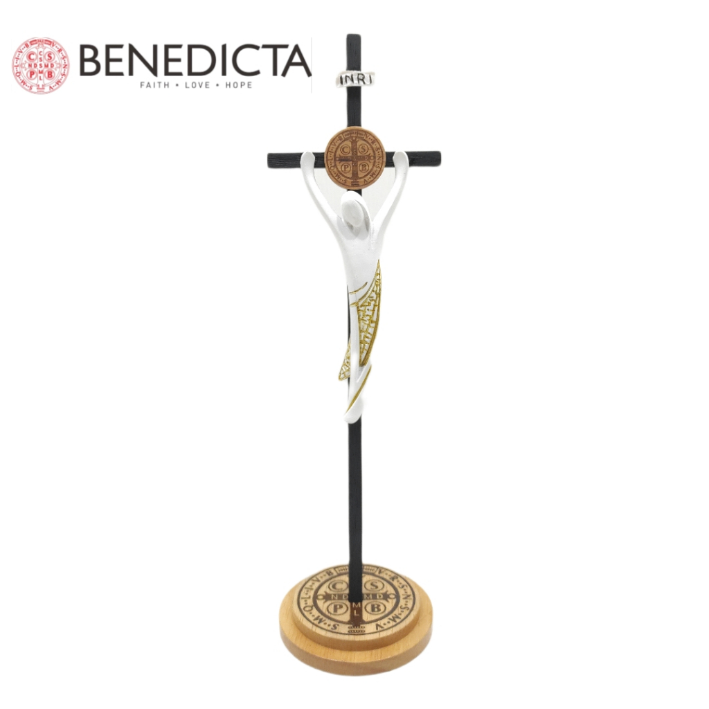 SALIB BENEDICTUS LOURDES 1 RISE ZIBORI WHITE - SALIB KATOLIK - SALIB DUDUK - SALIB DINDING - SALIB K