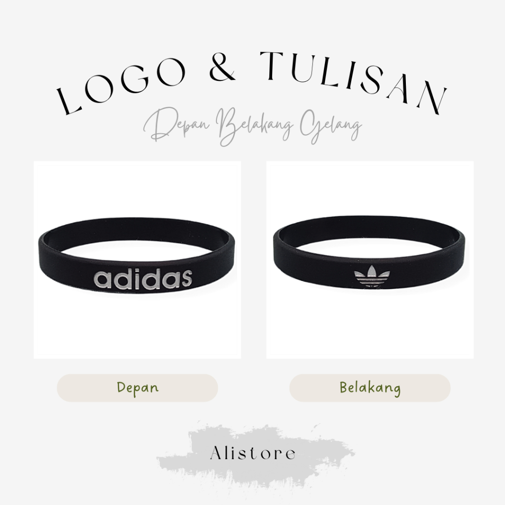 Gelang Karet Pria Adidas Hitam Distro Ori Bracelet Rubber Sport Hype