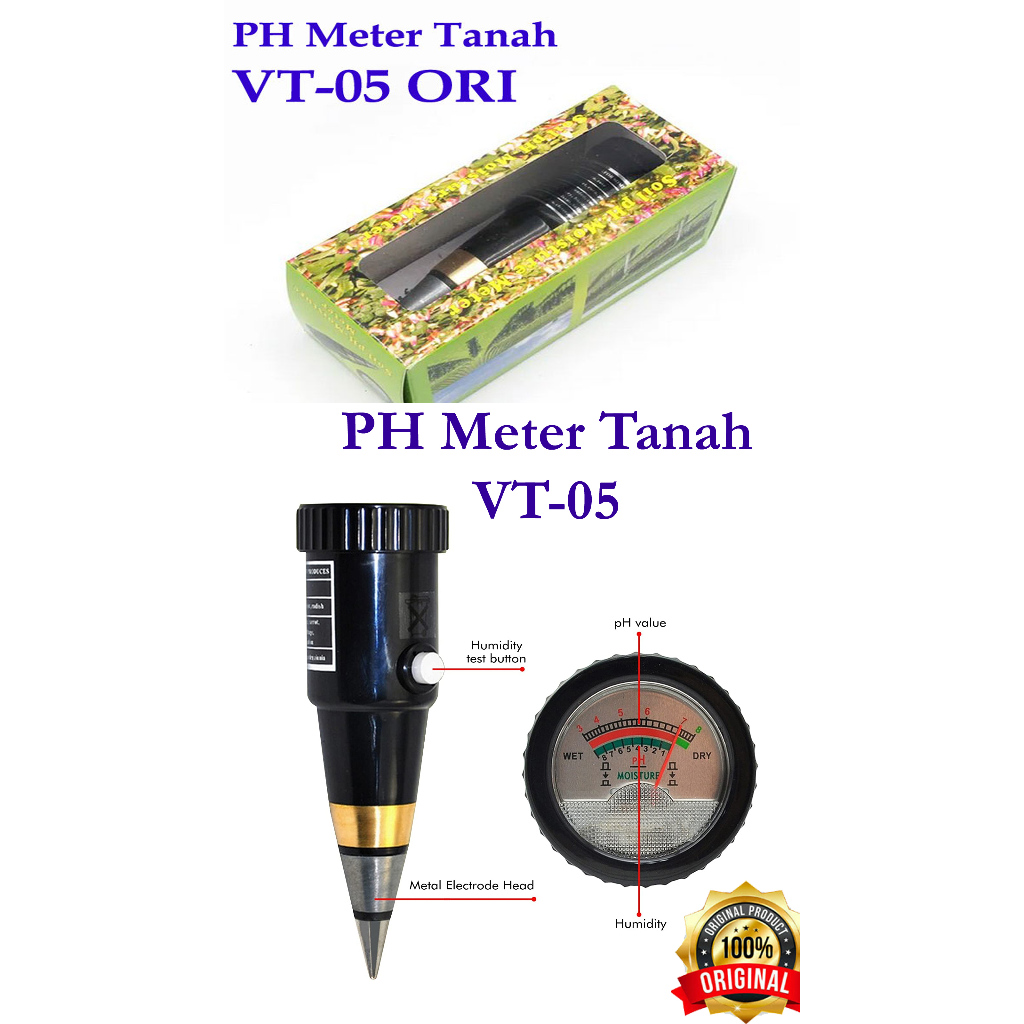 PH Meter Tanah VT05, PH Meter VT 05, PH Meter tanah VT-05, PH Meter Tanah Bentuk Peluru, Alat Test P
