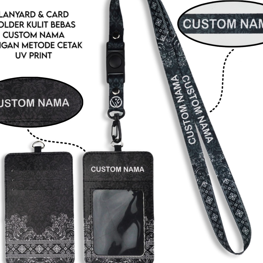 

KP8 V1 Id Card Holder Leather Custom Custom Nama Batik Series Gantungan Tali Holder Id Card Kulit UV Print