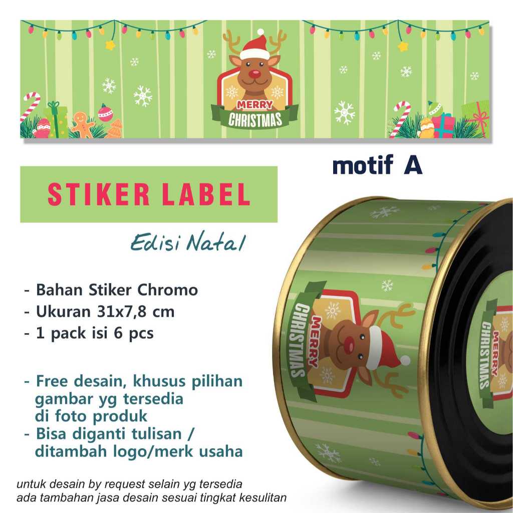 

Stiker label Chromo 31x7,8 cm label Toples, Kaleng Makanan Tema Natal