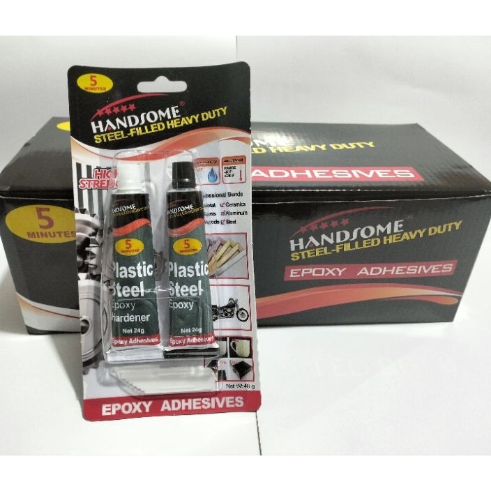

Terkini Lem Epoxy Handsome Lem Besi Lem Campur Lem 2 Komponen 1 box isi 12 pcs