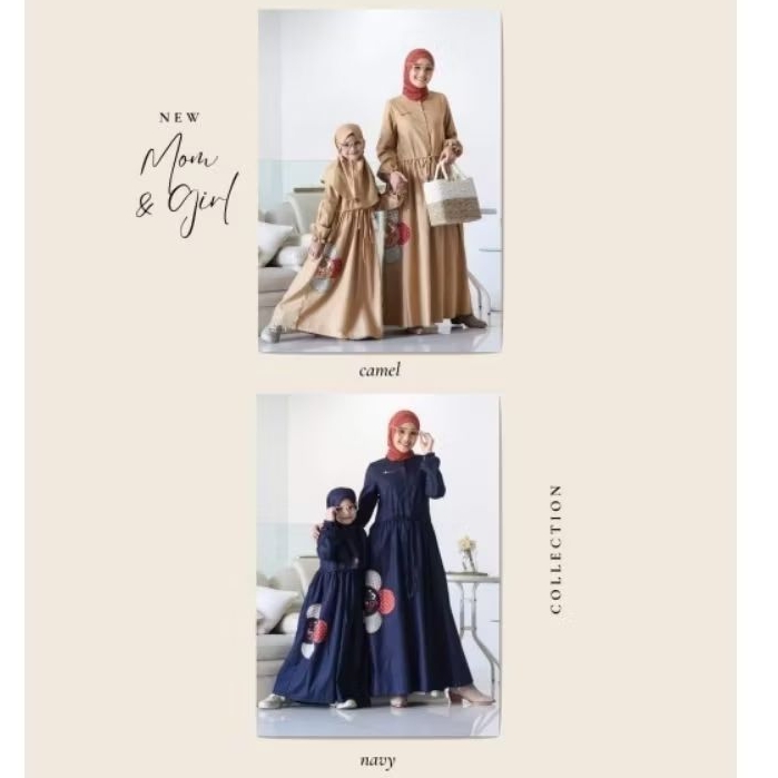 Gamis Couple Dannis A240501 / Gamis Dewasa Dannis 240501 Camel - Navy Div