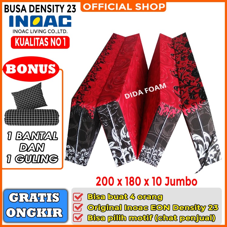 [ 200x180x10 ] Bisa COD Kasur Lipat Inoac No.1 Original EON Density 23 Kualitas Premium Bonus Bantal