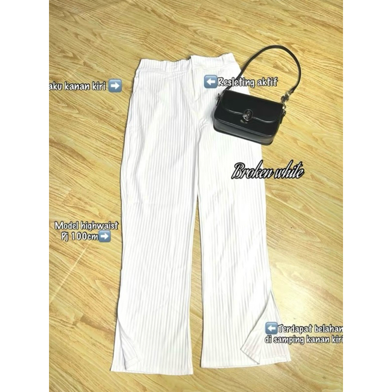 Edl~ Celana Kulot Jumbo Belah Samping / Knit Pants Size Jumbo Slit Samping