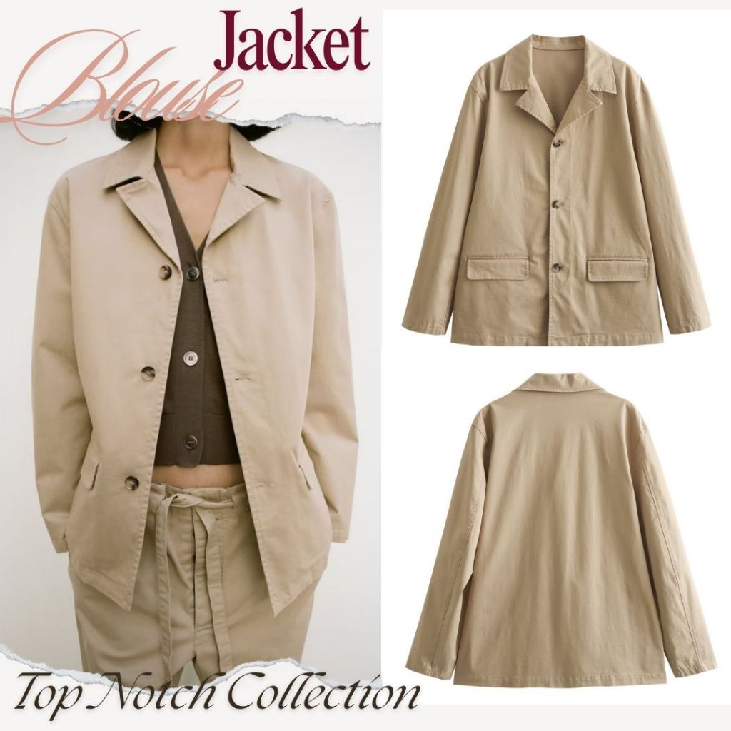 Kemeja Outer Polos Wanita Lengan Panjang Brown Blouse 35889