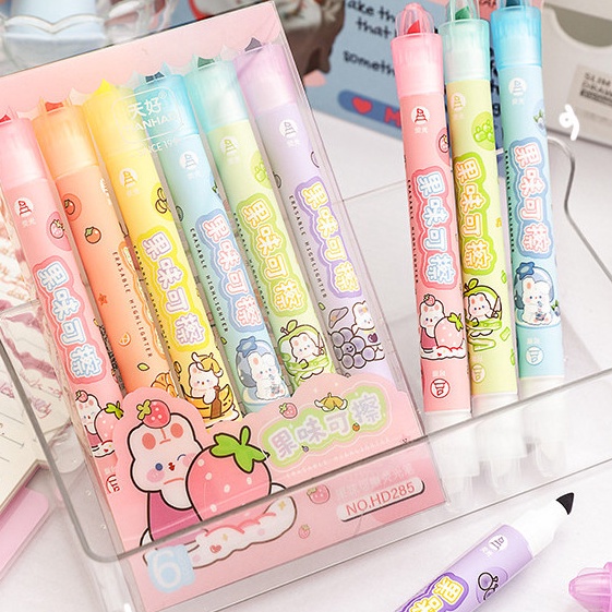 

Premium ATK STABILO ERASABLE 1 SET ISI 6 PCS KARAKTER KARTUN DENGAN WANGI REFRESHING FRUITY