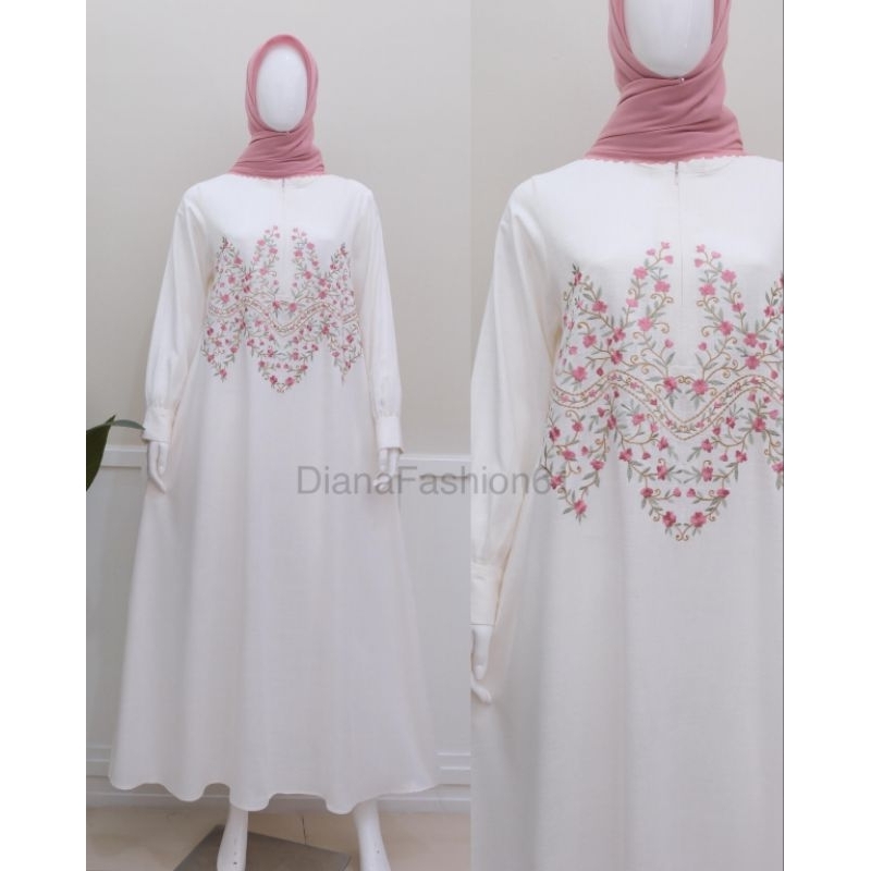 Gamis Bordir Mewah Linen Import / Dress Wanita Terbaru Best Seller / Baju Gamis Wanita Muslimah