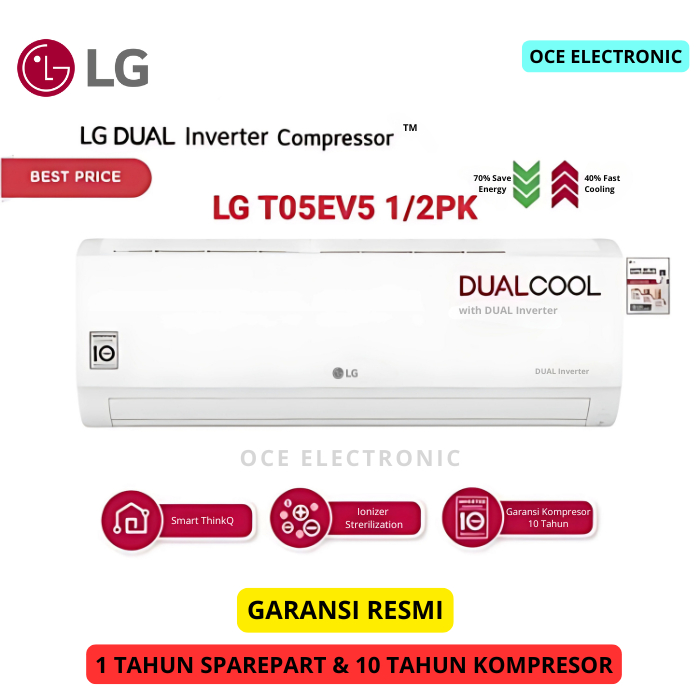 AC LG T05EV5 1/2PK DUAL INVERTER WATT CONTROL [GARANSI RESMI]