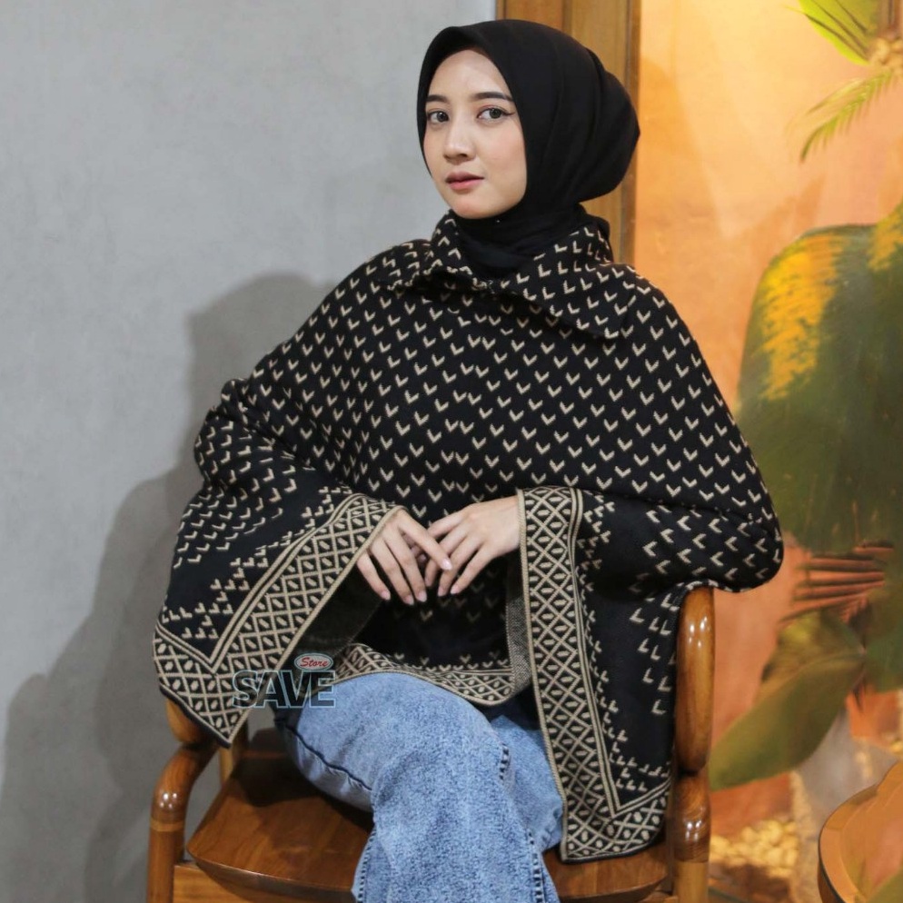 Yuki Knit Poncho  Rajut Poncho Impor Atasan Wanita j V1J8