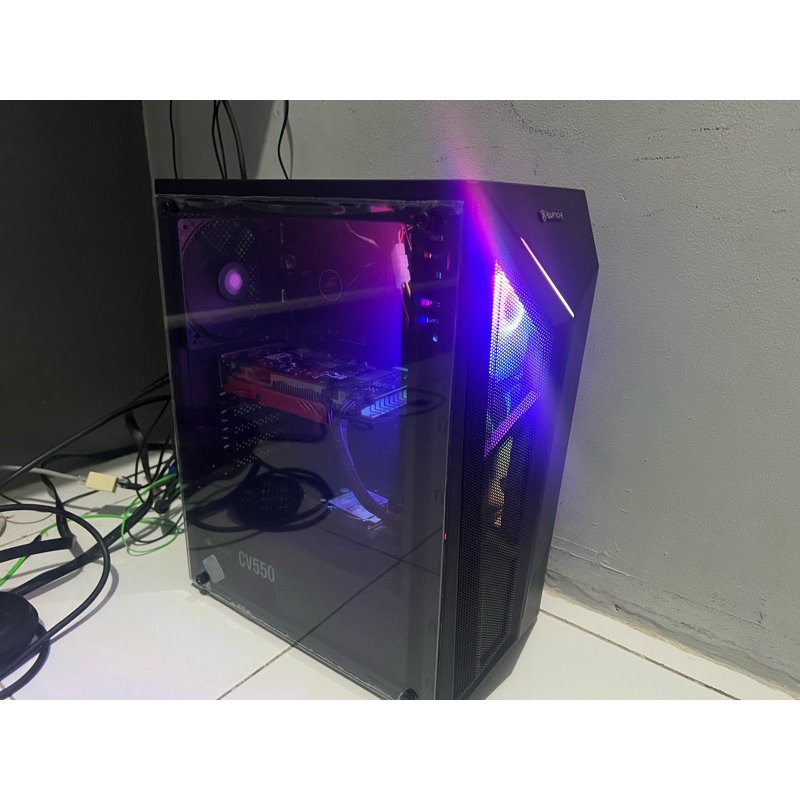 Casing  CPU Gaming Power Up Raptor 1656 Led Strip RGB