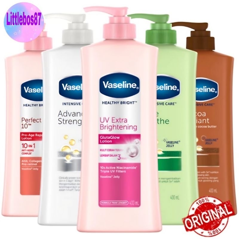 Vaseline Body Lotion 400ml UV Whitening / Aloe Soothe / Cocoa Radiant 400 ml