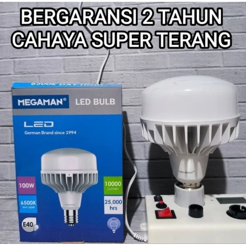 Megamen Lampu Led 100 watt Daylight 6500k Bohlam Putih Fiting E40 Garansi 2 Tahun