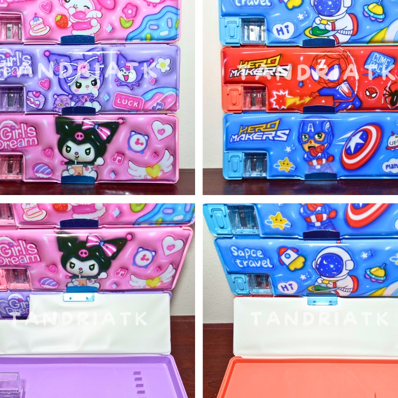 

KP8 Tempat Pensil Magnet Serutan 2 Lubang KT 981 Motif Melody Kuromi Astronot hero