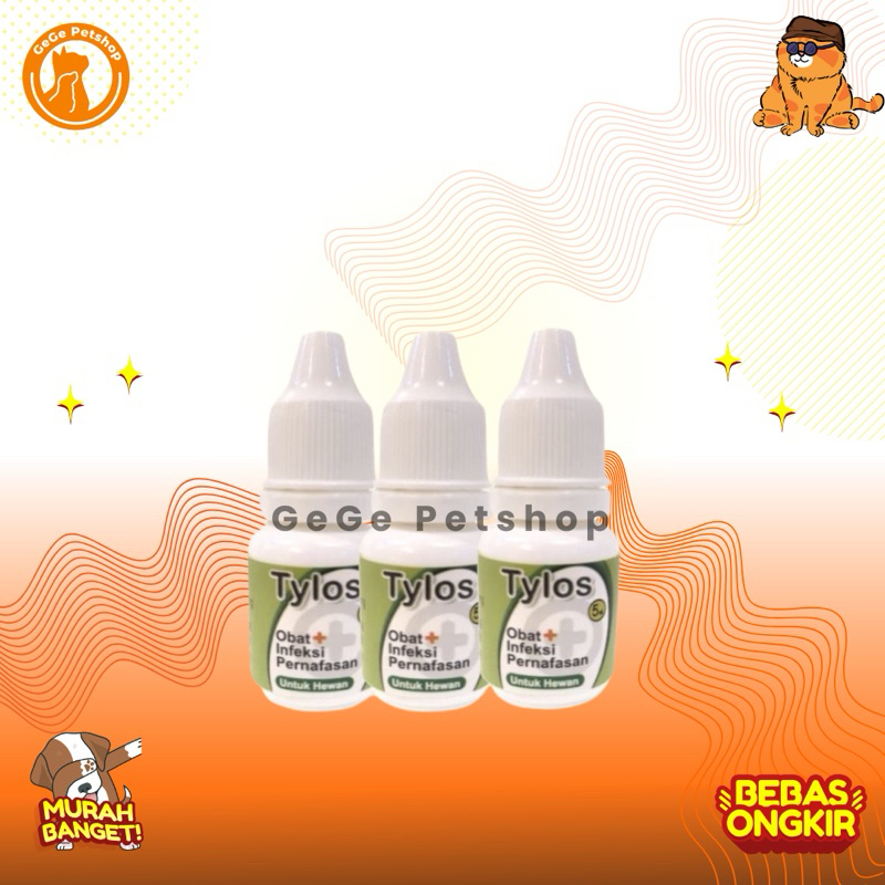 TYLOS - Obat Infeksi Saluran Pernafasan Flu Demam Batuk Kucing Anjing 5ml