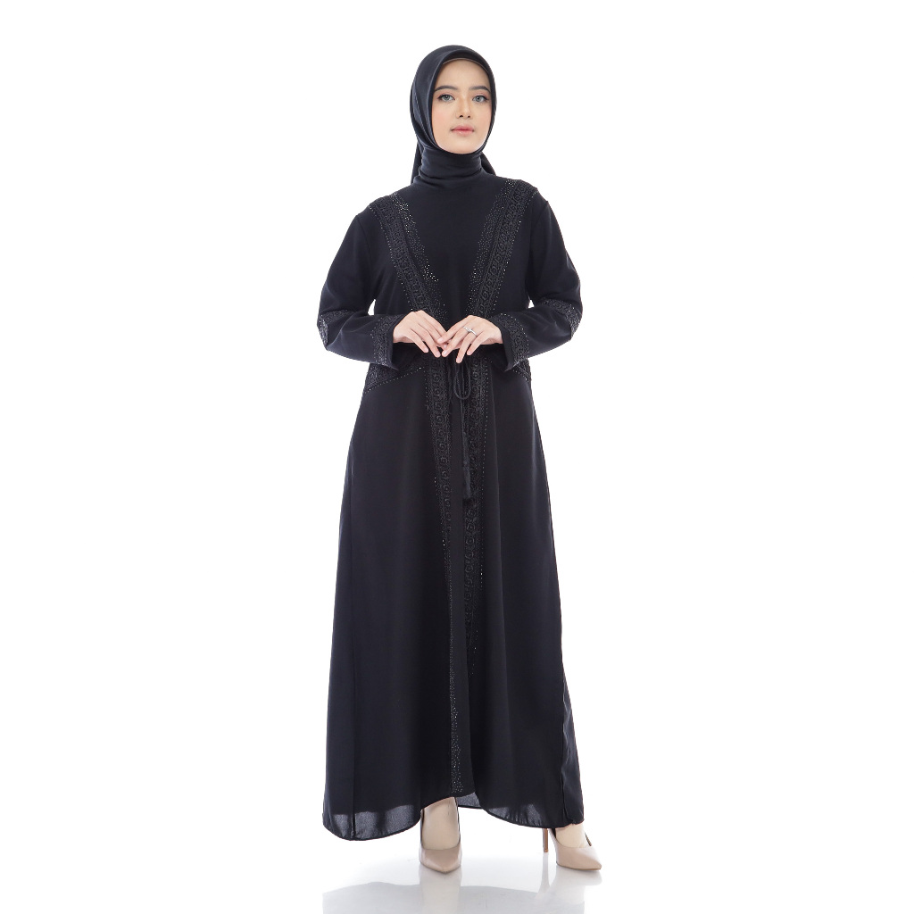 009 Dress Abaya Turkey Hitam Gamis Turki Muslim Variasi Bordir Payet Mewah