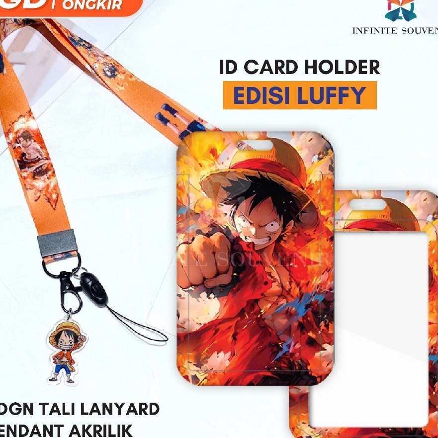 

KP8 N3 LUFFY Name Tag Card Holder Motif Karakter One Piece dengan Tali Pendant Akrilik ID Card Holder Tali Gantungan Acrylic Nametag Tempat Kartu Flazz Emoney