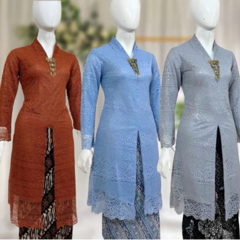 Atasan Kebaya Tunik Brukat Kurung Busui Kebaya Tunik Brokat Kancing Depan Atasan Kebaya Tunik Malika