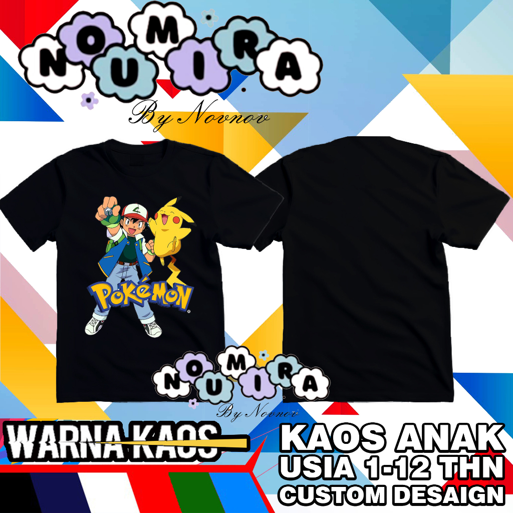 KAOS ANAK ORI/KAOS ANAK POKEMON ORIGINAL/KAOS ANAK CUSTOM