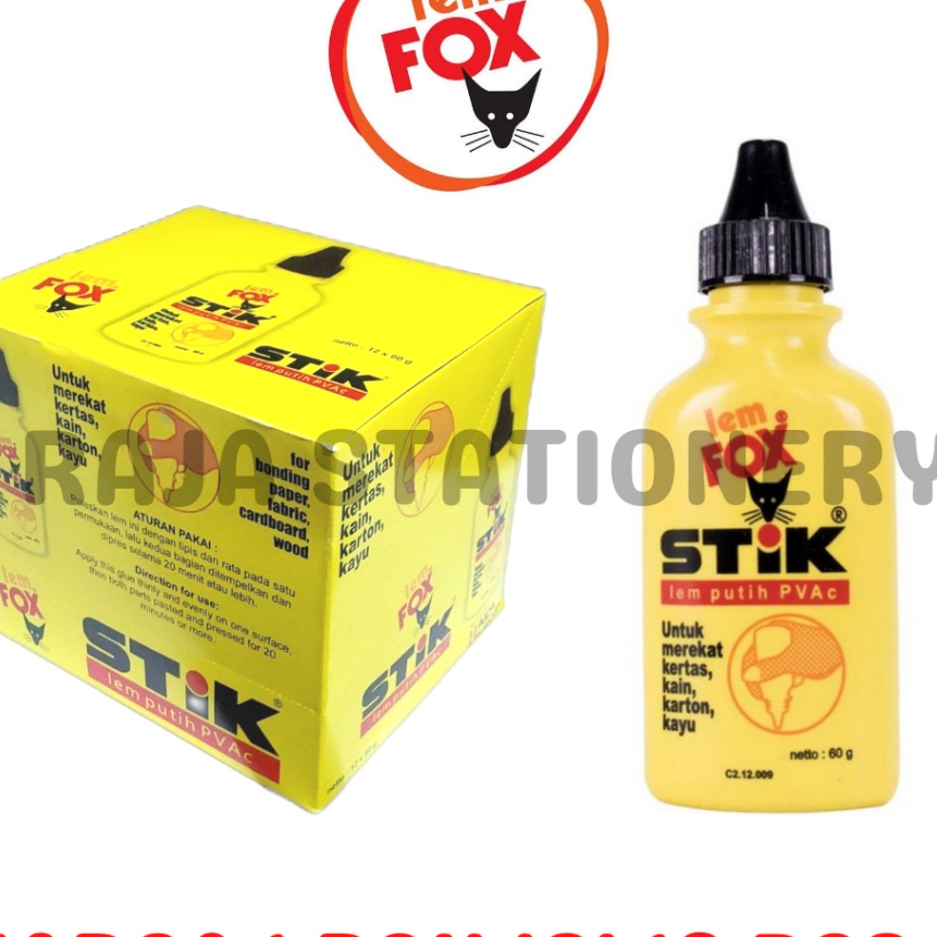 

FG2 LEM FOX STICK 6gr GLUE BOTOL LEM CAIR PUTIH KAYU PVAC KES 12PCS