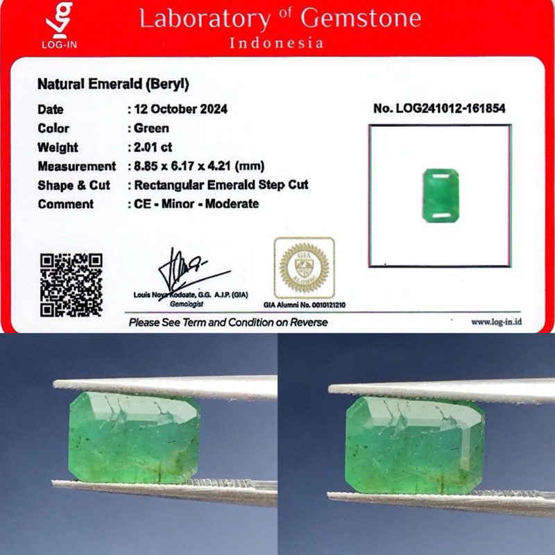 Natural Zamrud Emerald Beryl 2,01 ct Memo LOGIN