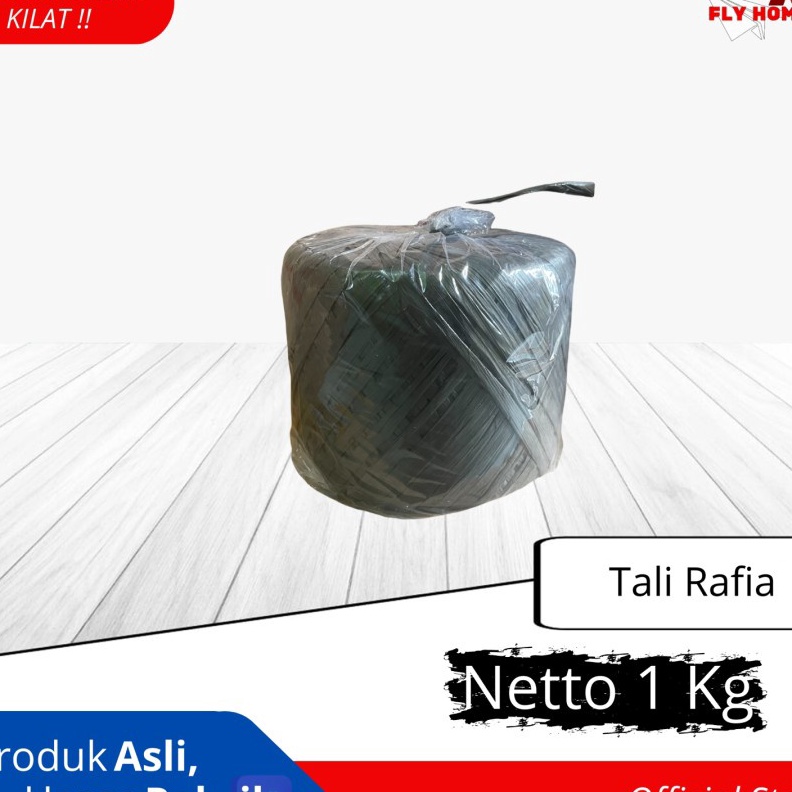 

Potongan FLY HOME Tali Rafia Roll 1 KG Rapia Tali Plastik Hitam