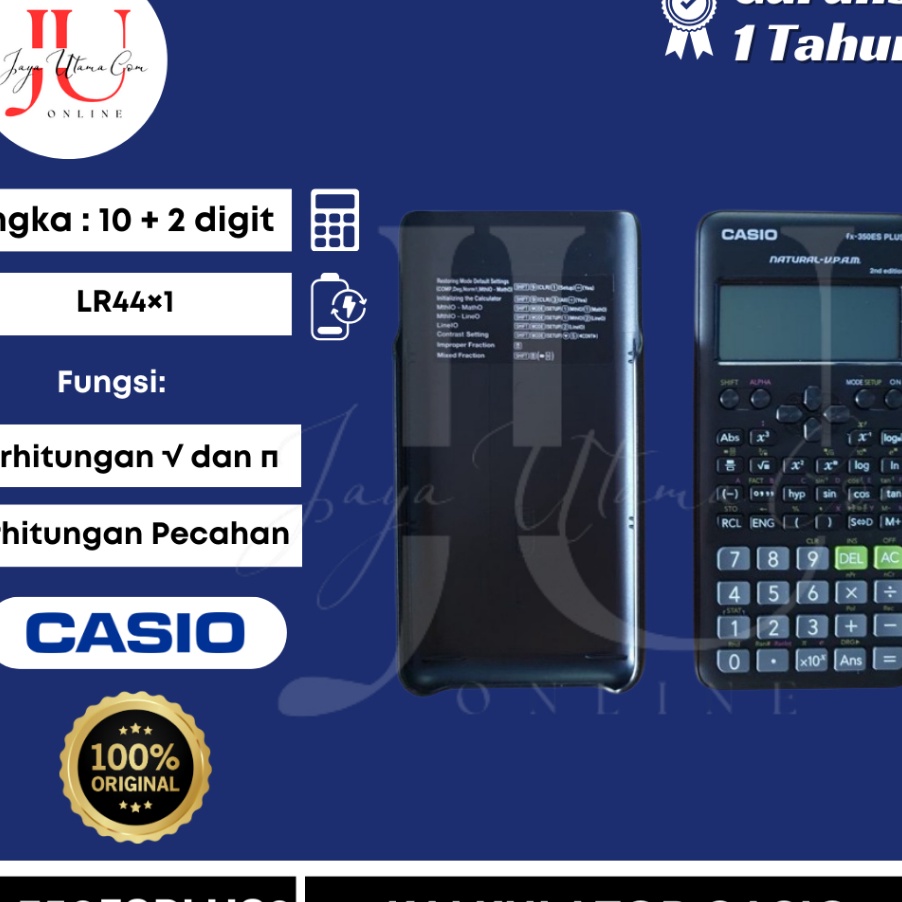 

Bonuskan KALKULATOR SCIENTIFIC CASIO FX 35ES PLUS 2 ORI
