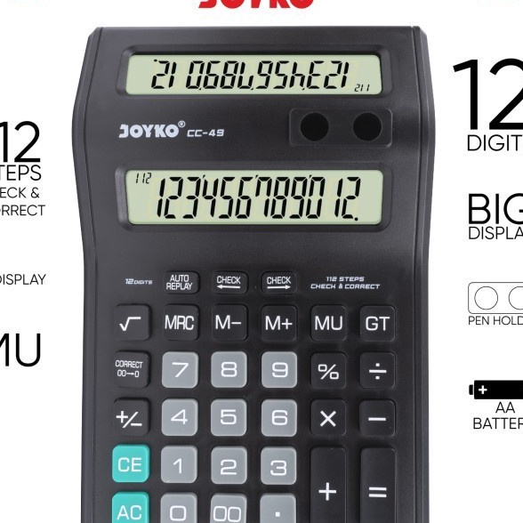 

Terbaru Calculator Kalkulator Joyko CC49 12 Dits Dual Screen Double Layar