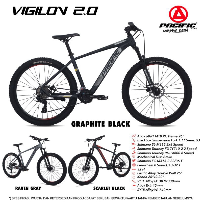 SEPEDA GUNUNG MTB 26 INCH PACIFIC VIGILON 2.0 FRAME ALLOY SHIMANO