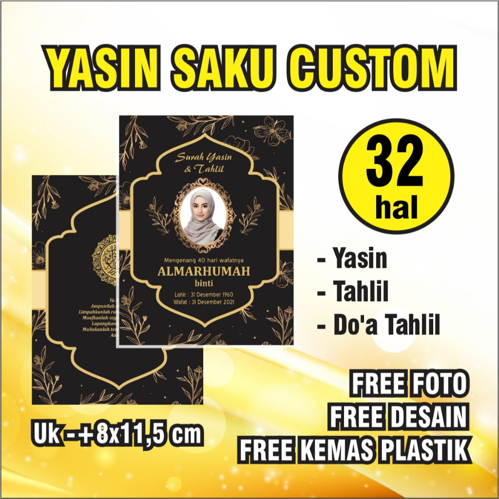 YASIN TAHLIL 32 HALAMAN UK. SAKU KECIL CUSTOM MURAH
