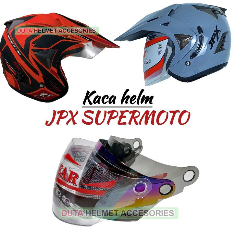 Kaca helm JPX SUPERMOTO NMAX visor helmet jpx supermoto pelangi hitam bening