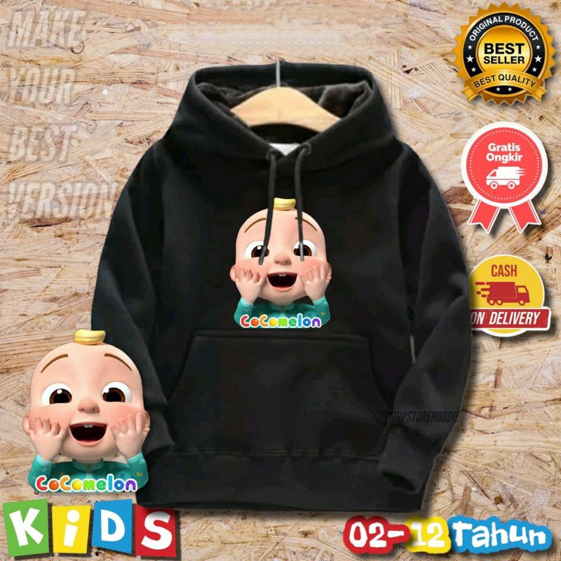 sweater hoodie anak cocomelon laki-laki dan perempuan usia 2-12thn size M L XL XXI ada 9warna