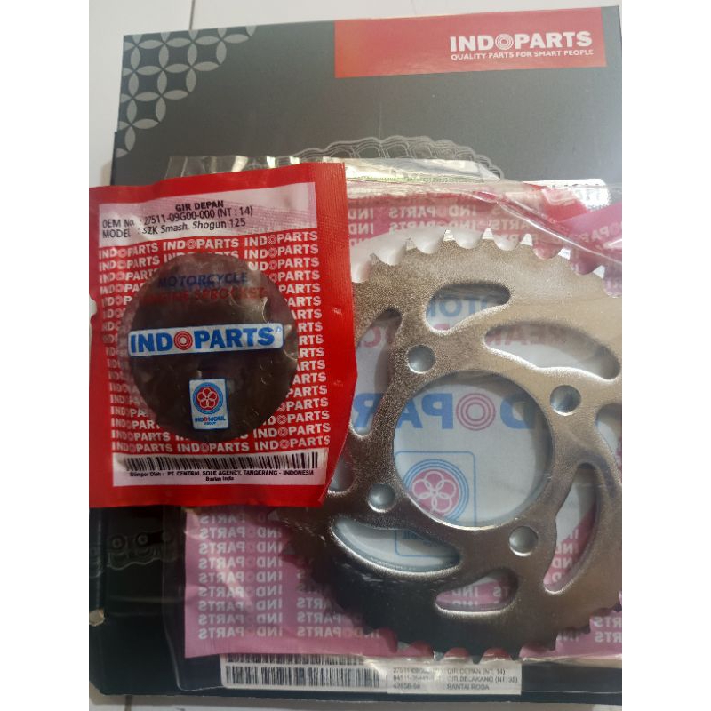 gear set (gear dpn blkg + rante) smash/shogun 125 original indopart
