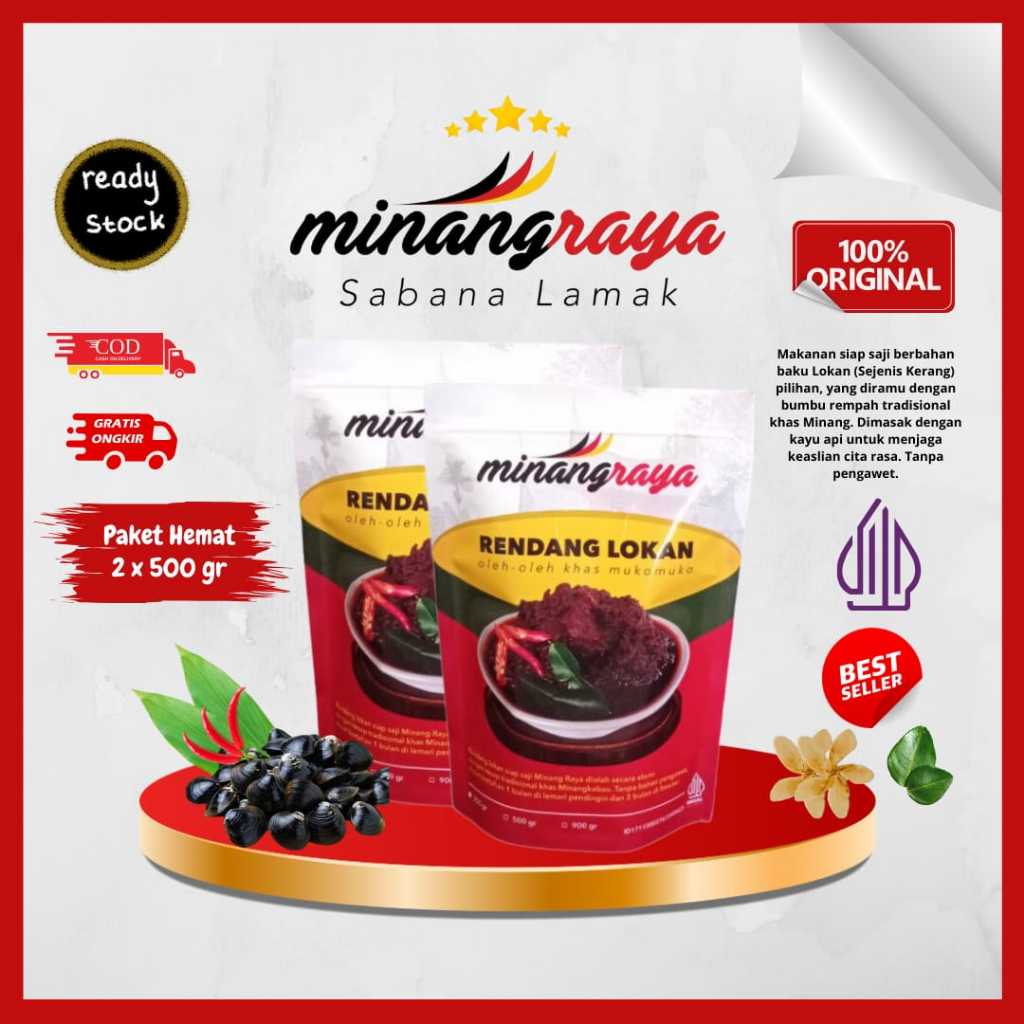 

Rendang Lokan Kerang Minang Raya 100% Original Bumbu Rempah Asli Khas Minang 2pc 500gr Halal MUI