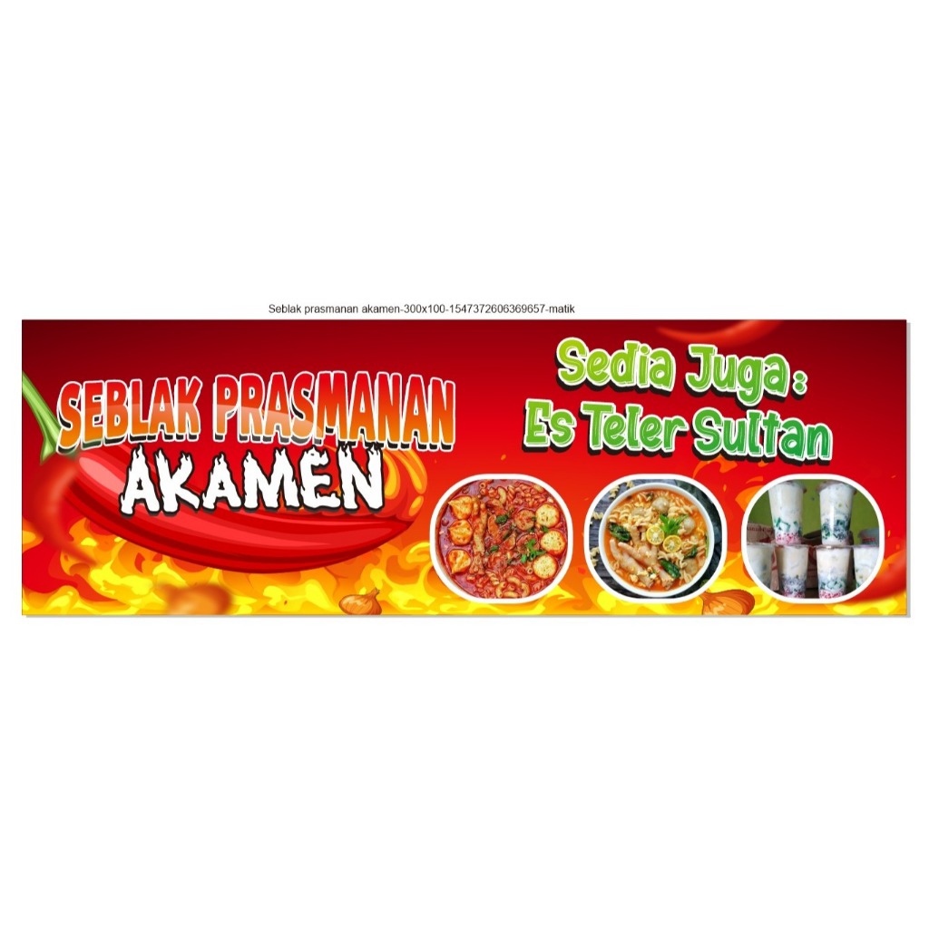 Spanduk Seblak dan Sosis Bakar Nama Menu dan Desain Bisa di Ganti Gratis