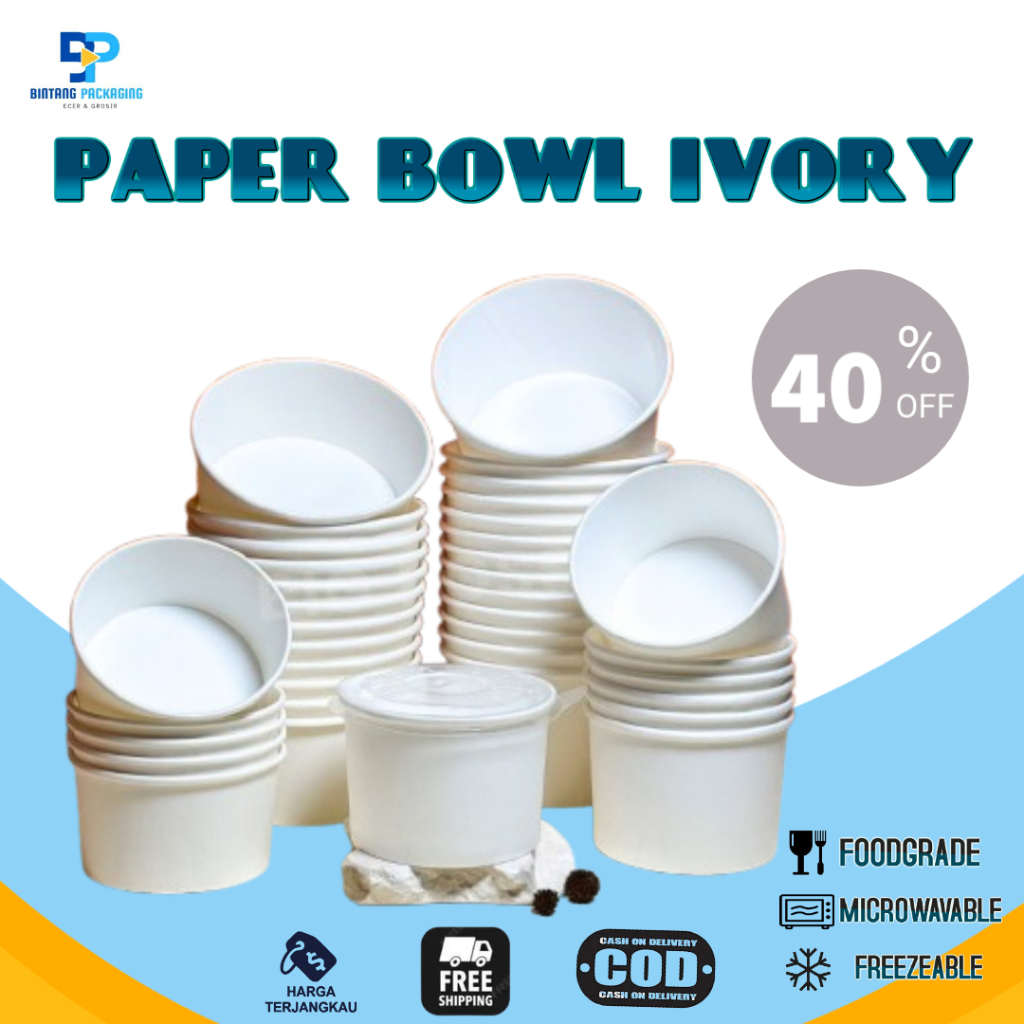 Paper Bowl 360ml 500ml 650ml 800ml / Paper Bowl + Tutup / paper bowl / tahan panas / paper bowl