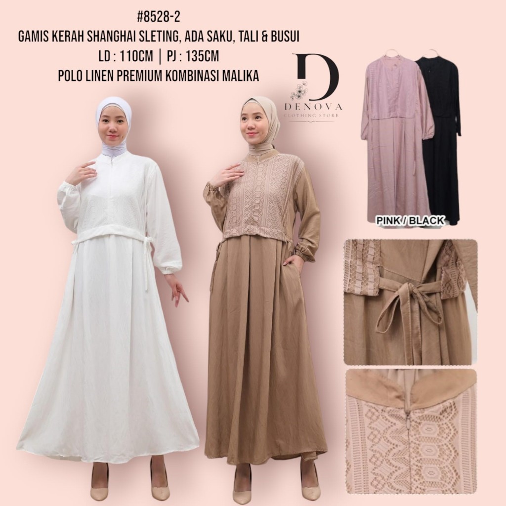 [ DENOVASTYLE ] Gamis Wanita Model Brukat Bahan Pololinen Premium Buat Kondangan Terbaru