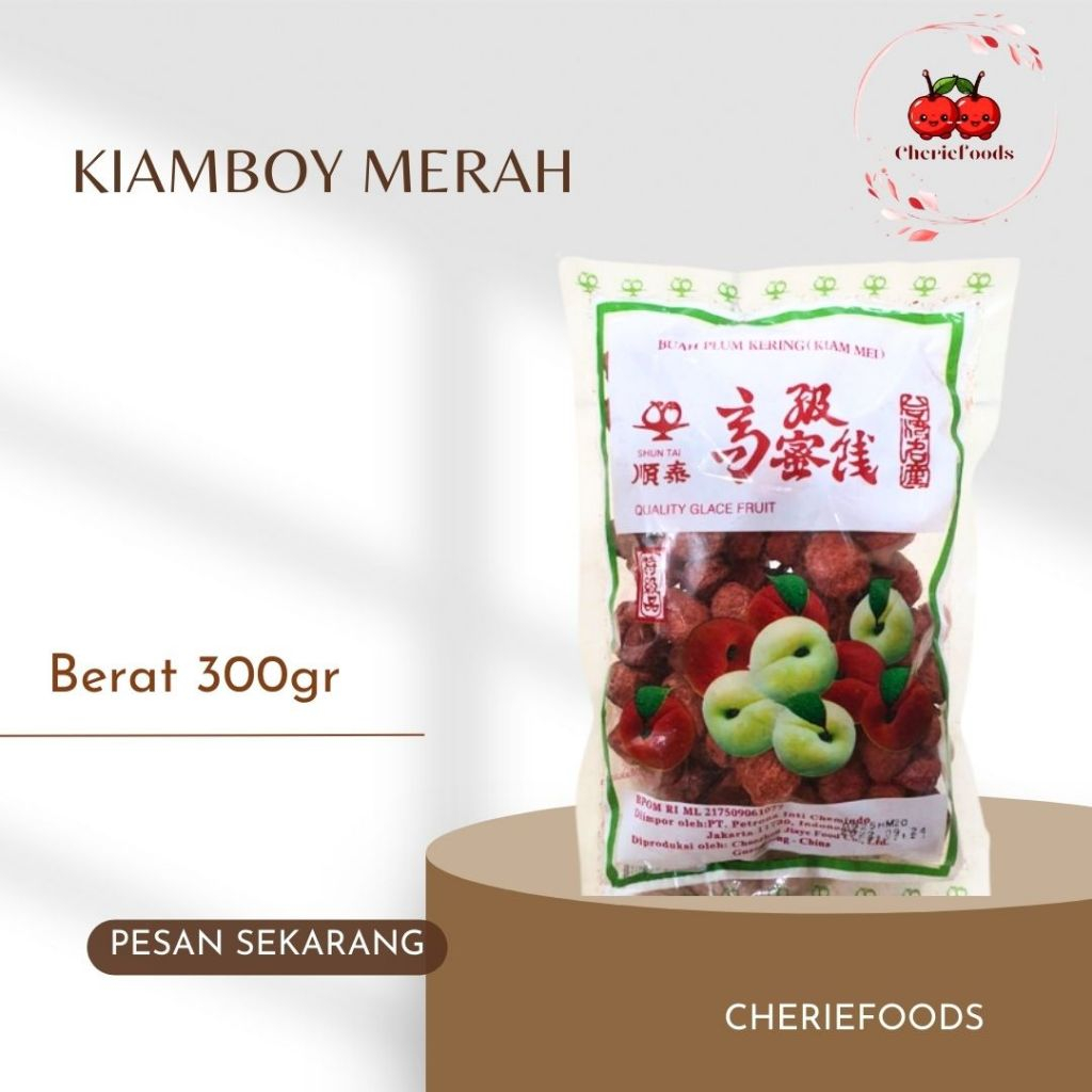 

Kiamboy Merah Shun Tai 300gr/ Manisan Kiamboy Merah Asli/ Kiamboy Manisan rasa Asam dan Asin