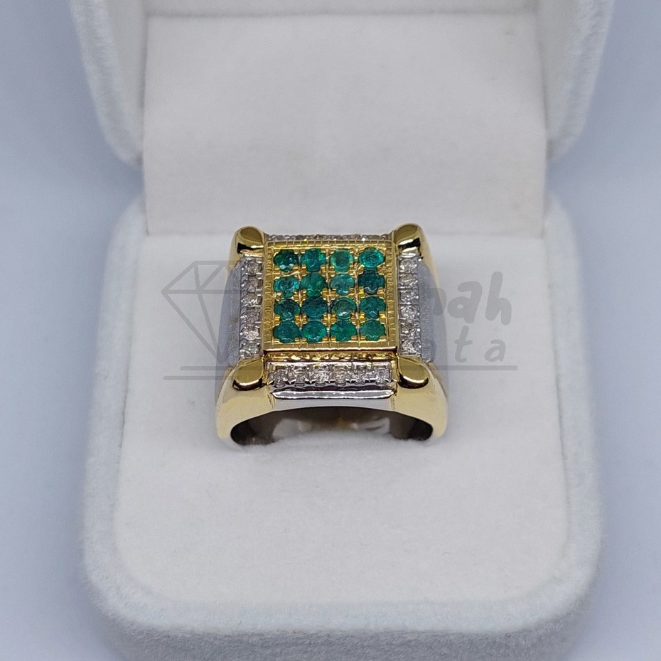 Cincin Berlian Pria Natural Berlian Asli Original Zamrud Diamond Intan Perak Murah