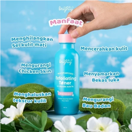 Brighty Multipurpose Exfoliating Toner Pemutih badan pencerah badan pencerah ketiak pemutih leher pe
