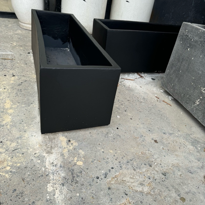 pot teraso pot kotak persegi panjang cat hitam doff