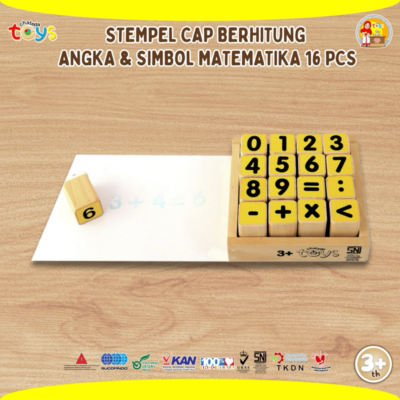 Stempel Cap Angka Mainan Edukasi Kayu Pinus Chateda Toys