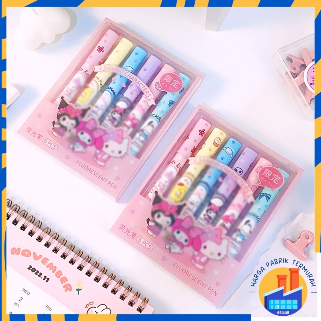 

HPT Set Highlighter Warna Warni Karakter Kartun 6PCS Motif Spidol Warna Pastel Pen Diary Marker Stationery Lucu Unik Penanda Buku Warna Warni Pena Ujung Lembut